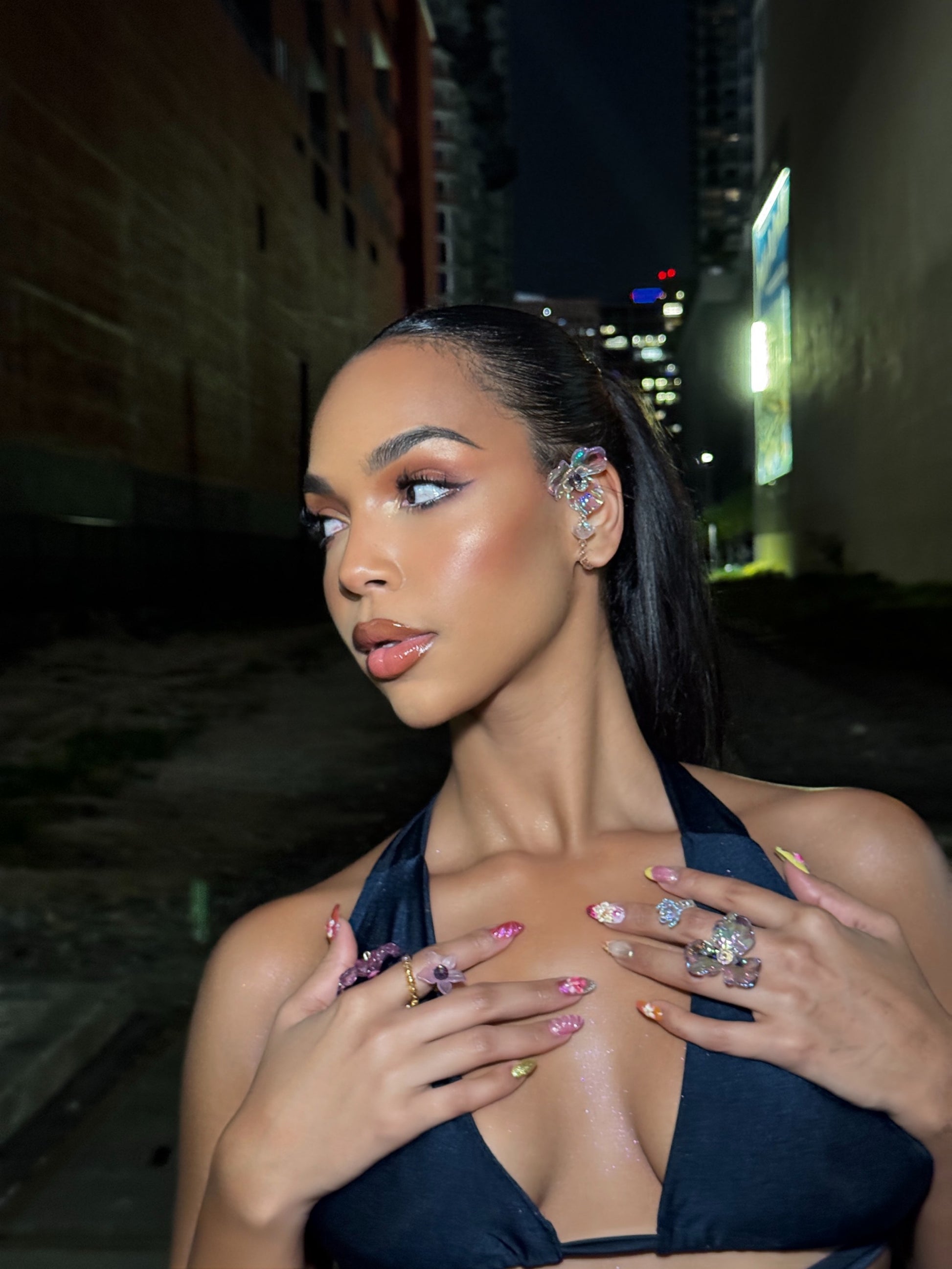 MIDNIGHT BLOOM IRIDESSA RING SET